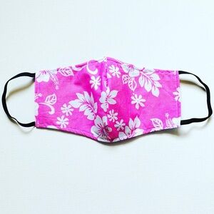 NEW Handmade Hawaiian Hibiscus Print Face Mask in Pink